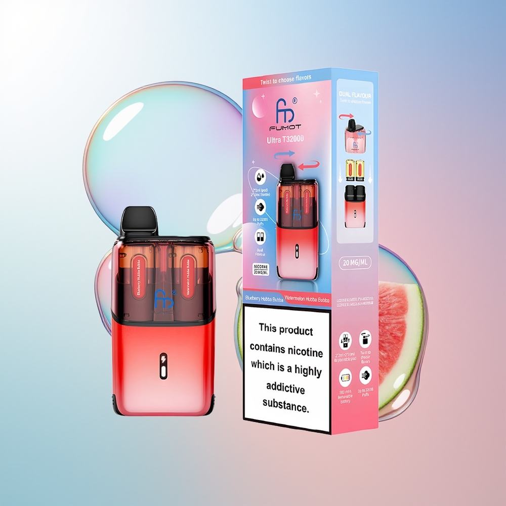 Wholesale Croatia Fumot Ultra T32000 32000 Ustima Borovnica Hubba Bubba - Lubenica Hubba Bubba 800mAh 24ml Type-C Mesh Coil