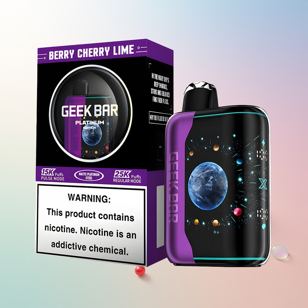 Wholesale Croatia GEEK BAR Platinum Edition 25000 Puševa Jagoda Trešnja Limeta Dual Mesh Coil 20mL E-Liquid 2 Nikotina