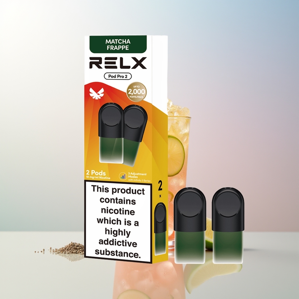 Wholesale Croatia RELX Pod Pro 2 600 puffs 19ml Čaj-Matcha Frappe Čaj 3 voltage adjustment Eco Mode Smooth Mode Boost Mode 2 pods/pack 3 pods/pack