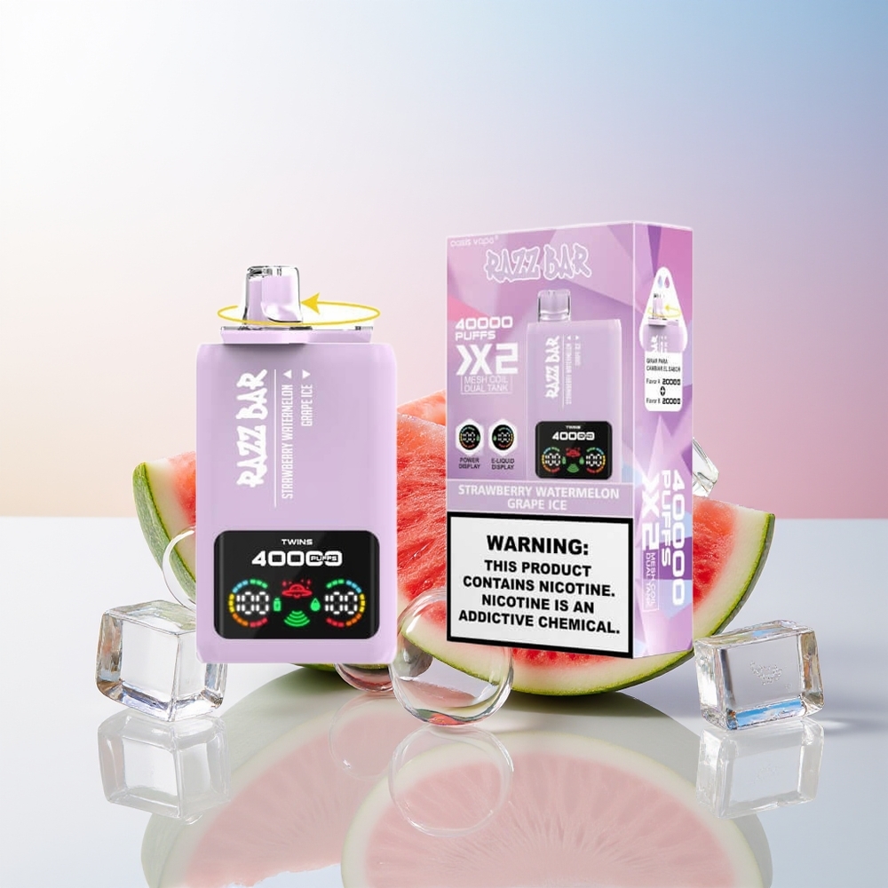 Wholesale Croatia Razz Bar 40000 Puffs Jednokratna Vape Jagoda Lubenica - Ledeni Grožđe Power Screen Display 10Ohm 2 Mesh Coil 650 Mah Type-C Port 2 5 Nikotin
