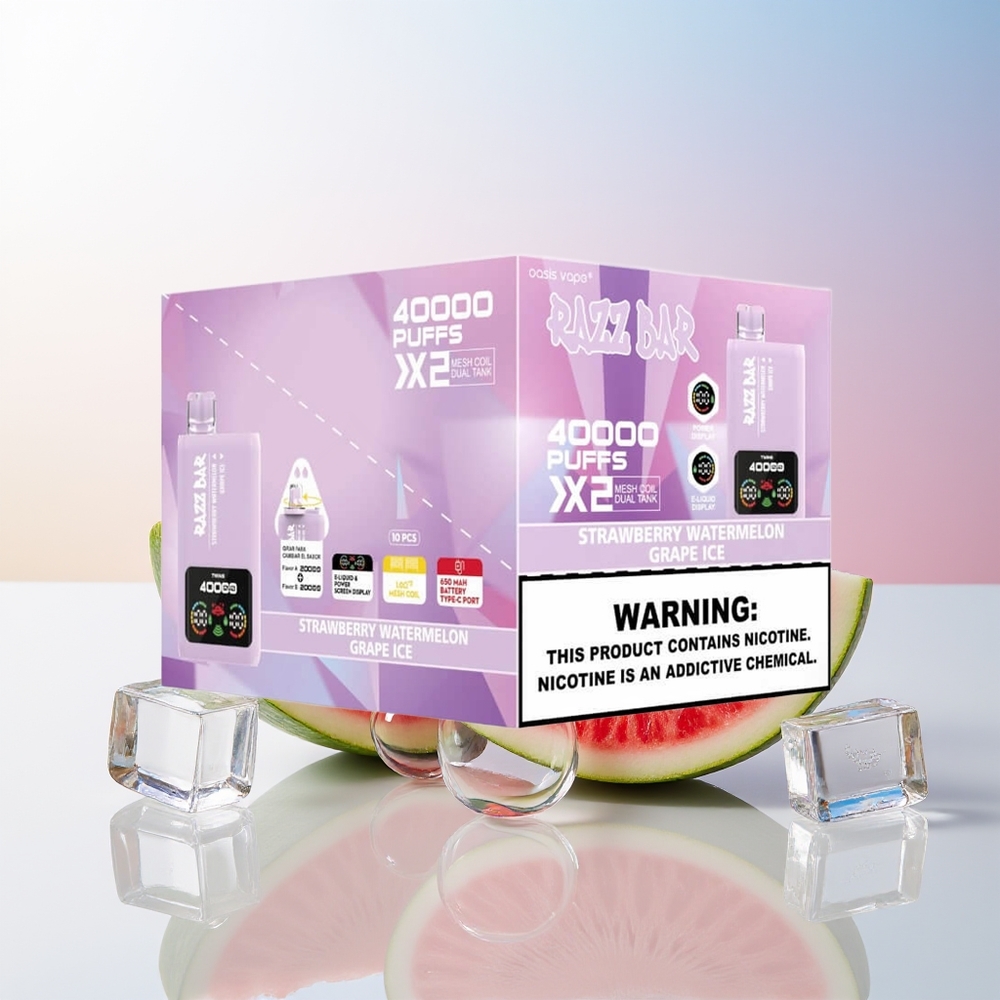 Wholesale Croatia Razz Bar 40000 Puffs Jednokratna Vape Jagoda Lubenica - Ledeni Grožđe Power Screen Display 10Ohm 2 Mesh Coil 650 Mah Type-C Port 2 5 Nikotin
