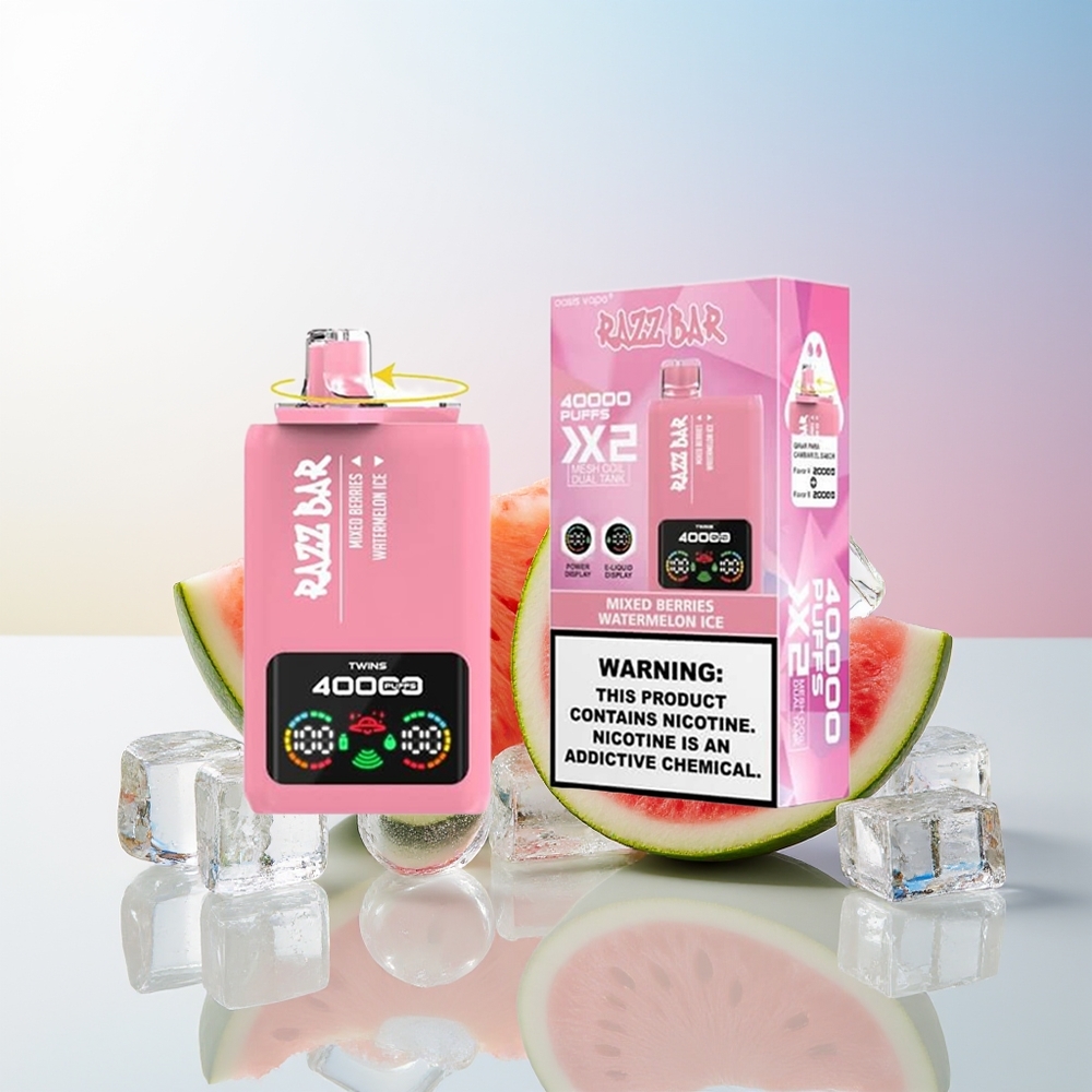 Wholesale Croatia Razz Bar 40000 Puffs Jednokratna Vape Mješovite Bobice - Lubenica Led 10Ohm 2 Mesh Coil 650mAh Type-C 2 5 Nicotine