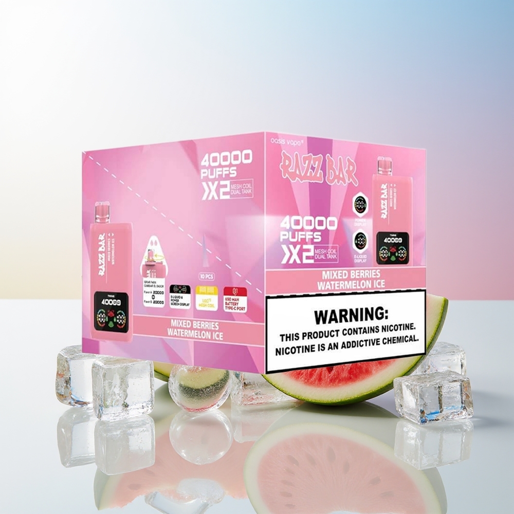 Wholesale Croatia Razz Bar 40000 Puffs Jednokratna Vape Mješovite Bobice - Lubenica Led 10Ohm 2 Mesh Coil 650mAh Type-C 2 5 Nicotine