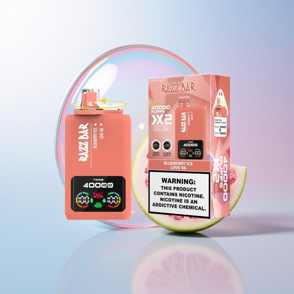 Wholesale Croatia Razz Bar 40000 Pufova Jednokratna Vape Borovnica Led 2 5 Nikotin 650 Mah Type-C 10Ohm 2 Mesh Coil Power Screen Display - Love 66