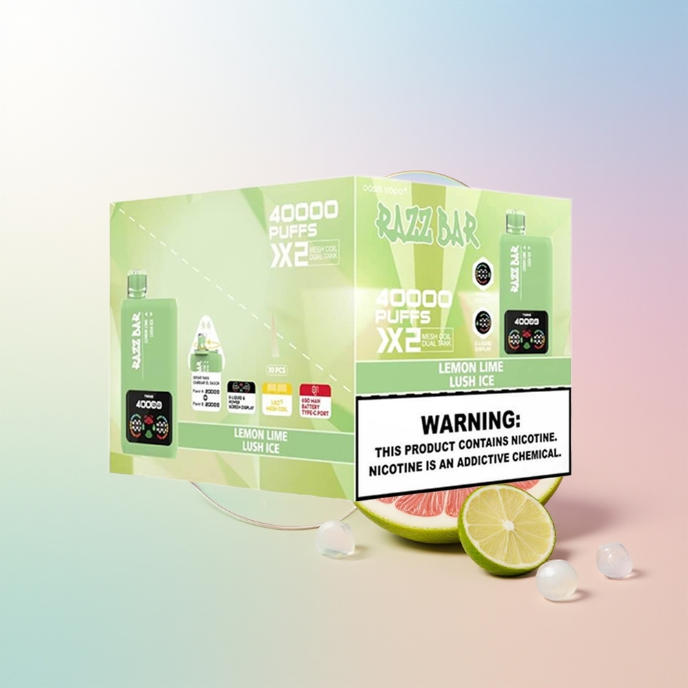 Wholesale Croatia Razz Bar 40000 Pufova Jednokratna Vape Limeta Lima - Lush Led 10Ohm 2 Mesh Coil 650 Mah Type-C 2 5 Nicotine