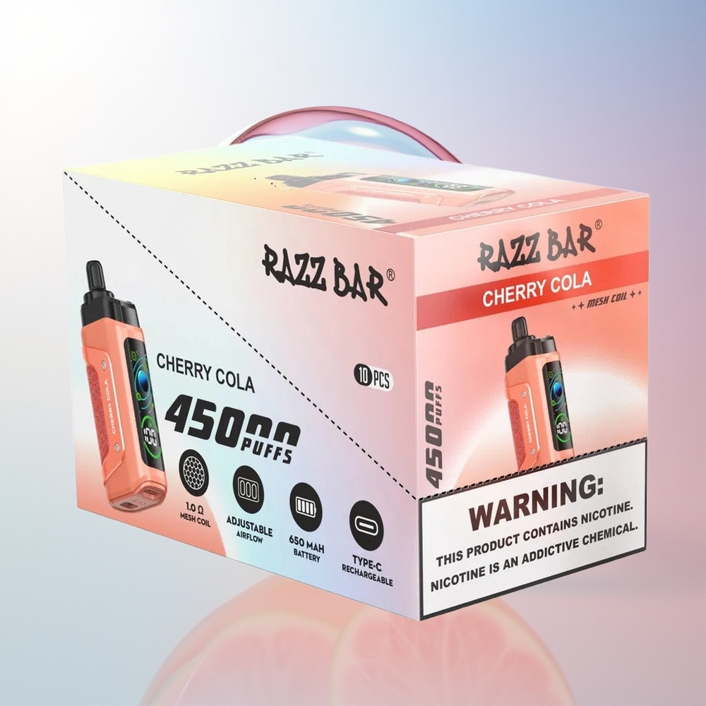 Wholesale Croatia Razz Bar 45000 Puffova Jednokratna Vape Trešnja Kola 10 Ohm Mesh Coil Type-C Punjenje