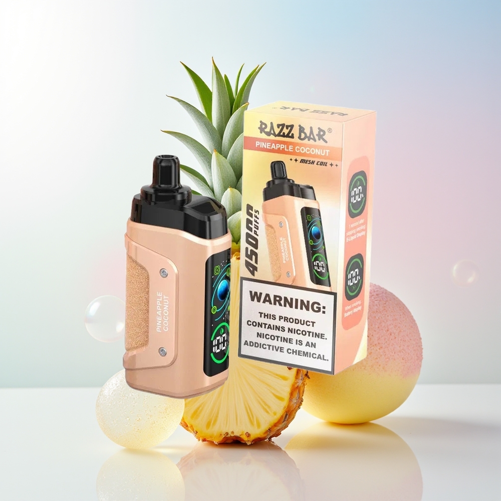 Wholesale Croatia Razz Bar 45000 Puffs Ananas Kokos Mrežni Om 10 Tip-C Punjenje Podesivi Protok Zraka 650 mAh Baterija 20 mg/ml Nikotina