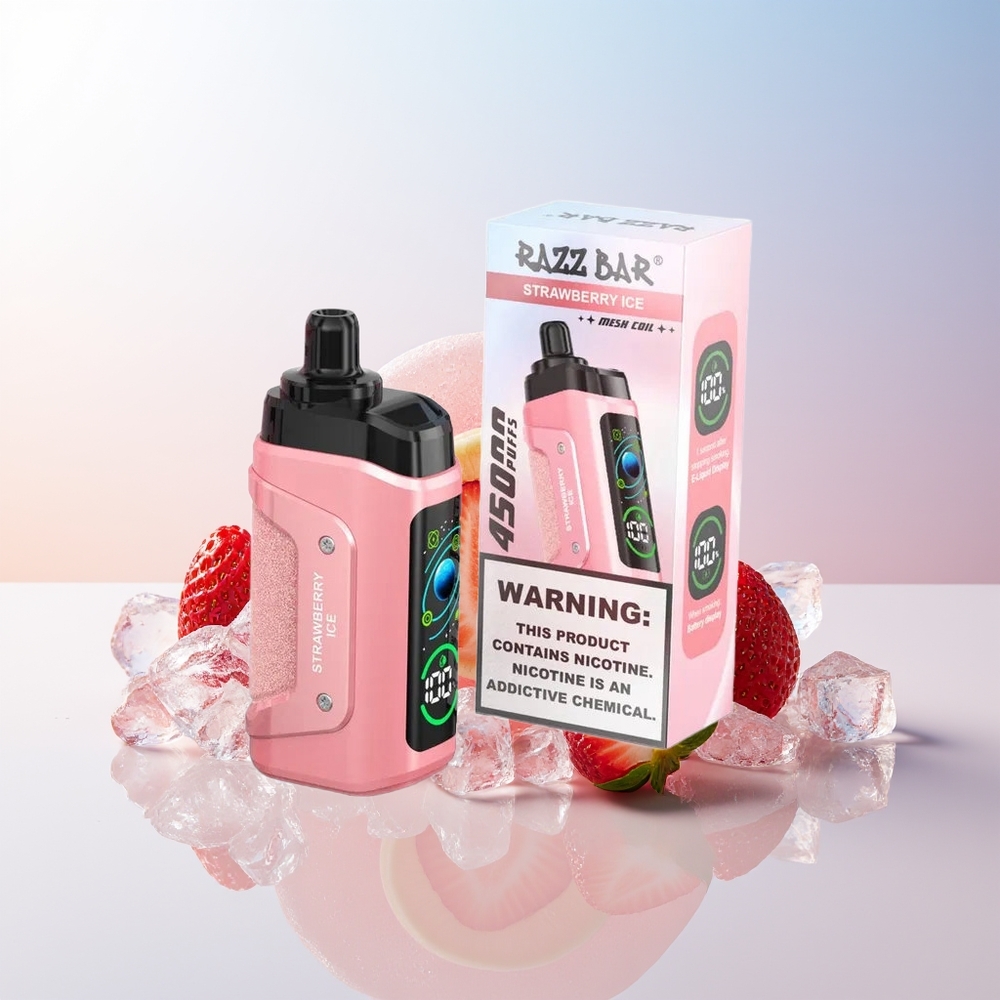 Wholesale Croatia Razz Bar 45000 Pufova Jednokratna Vape Jagoda Led 10 Ohm Mesh Coil Podesivi Protok Zraka 650 mAh Baterija Type-C Punjenje 20 mg/ml Nikotina