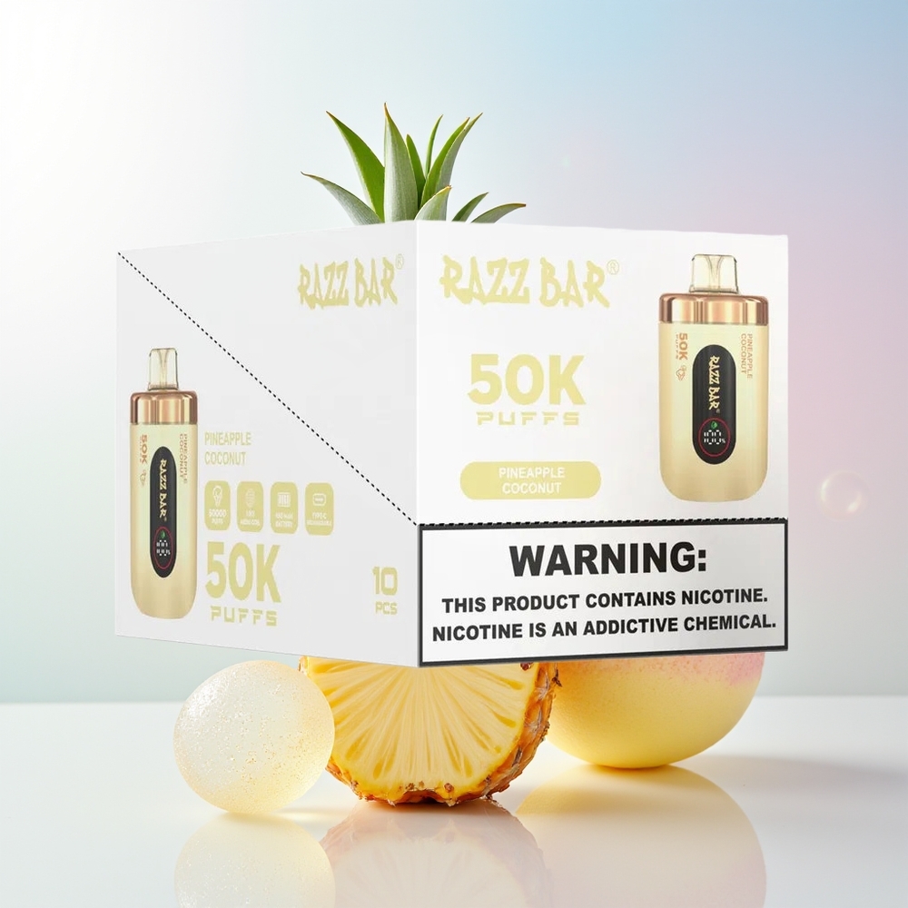 Wholesale Croatia Razz Bar 50K Puffs Ananas Kokos 10 Ohm Mesh Coil 650mAh Type-C Rechargeable 2 Nicotine