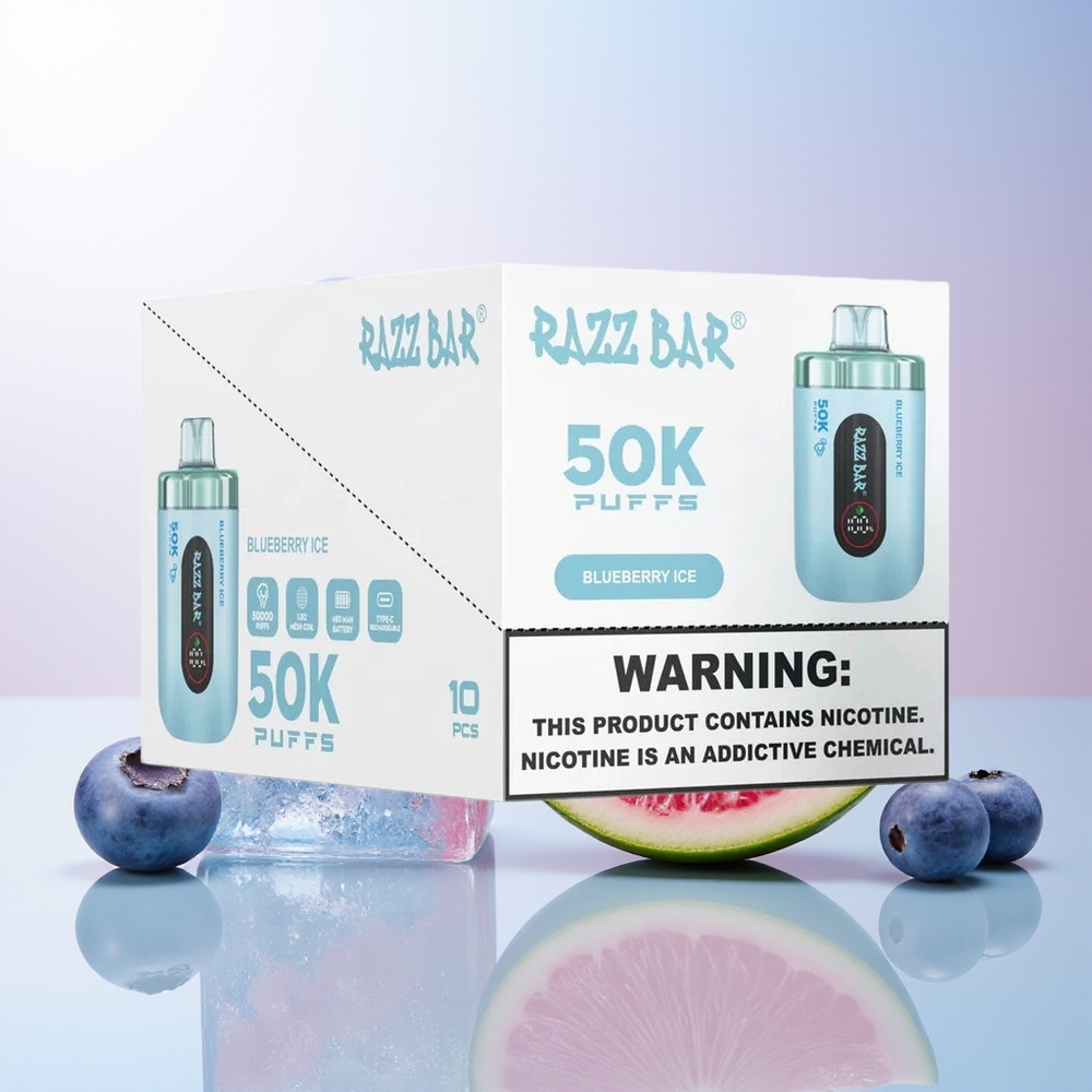 Wholesale Croatia Razz Bar 50K Puffs Jednokratna Vape Borovnica Led Mesh Coil Type-C 2 Nicotine