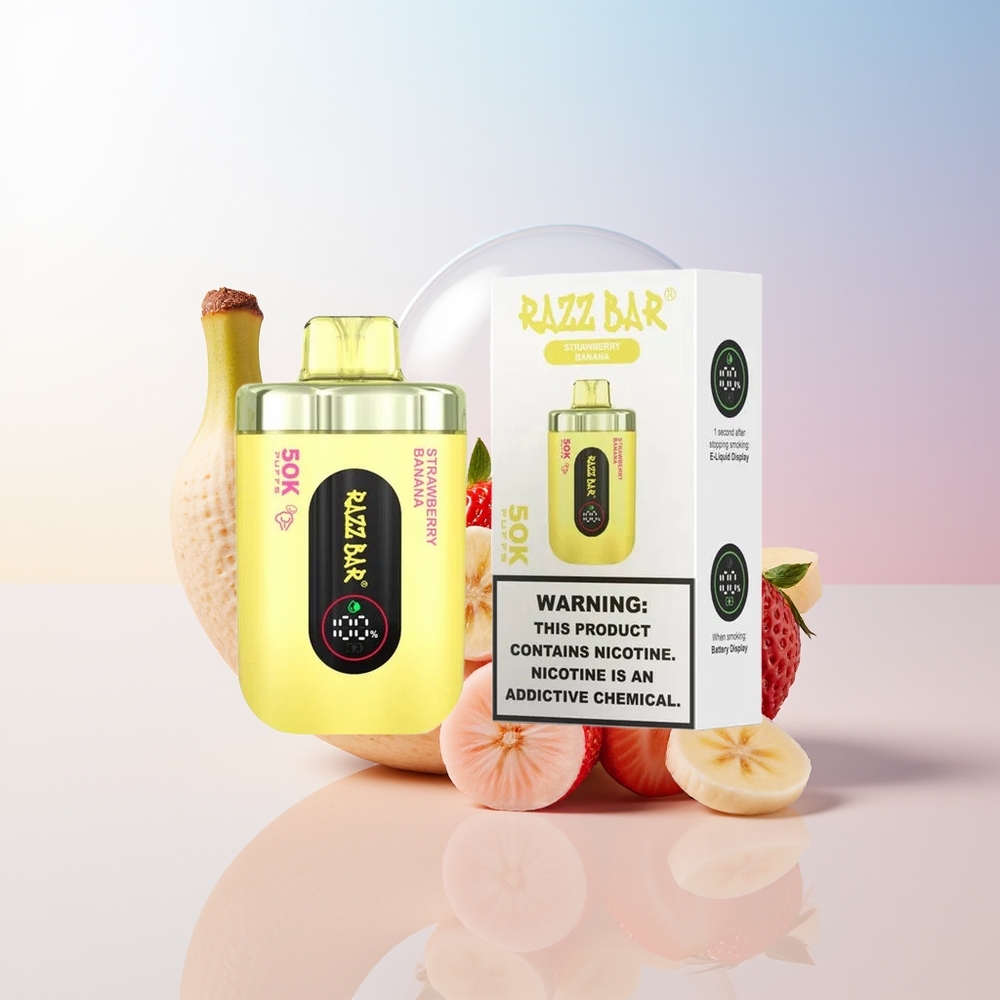 Wholesale Croatia Razz Bar 50K Puffs Jednokratna Vape Jagoda Banana 10 Ohm Mrežasti Sviti 650 mAh Punjenje Type-C 2 Nikotina