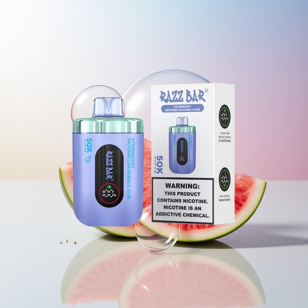 Wholesale Croatia Razz Bar 50K Puffs Jednokratna Vape Jagoda Lubenica Bubica Guma 10 Ohm Mesh Coil 650mAh Type-C 2 Nikotin