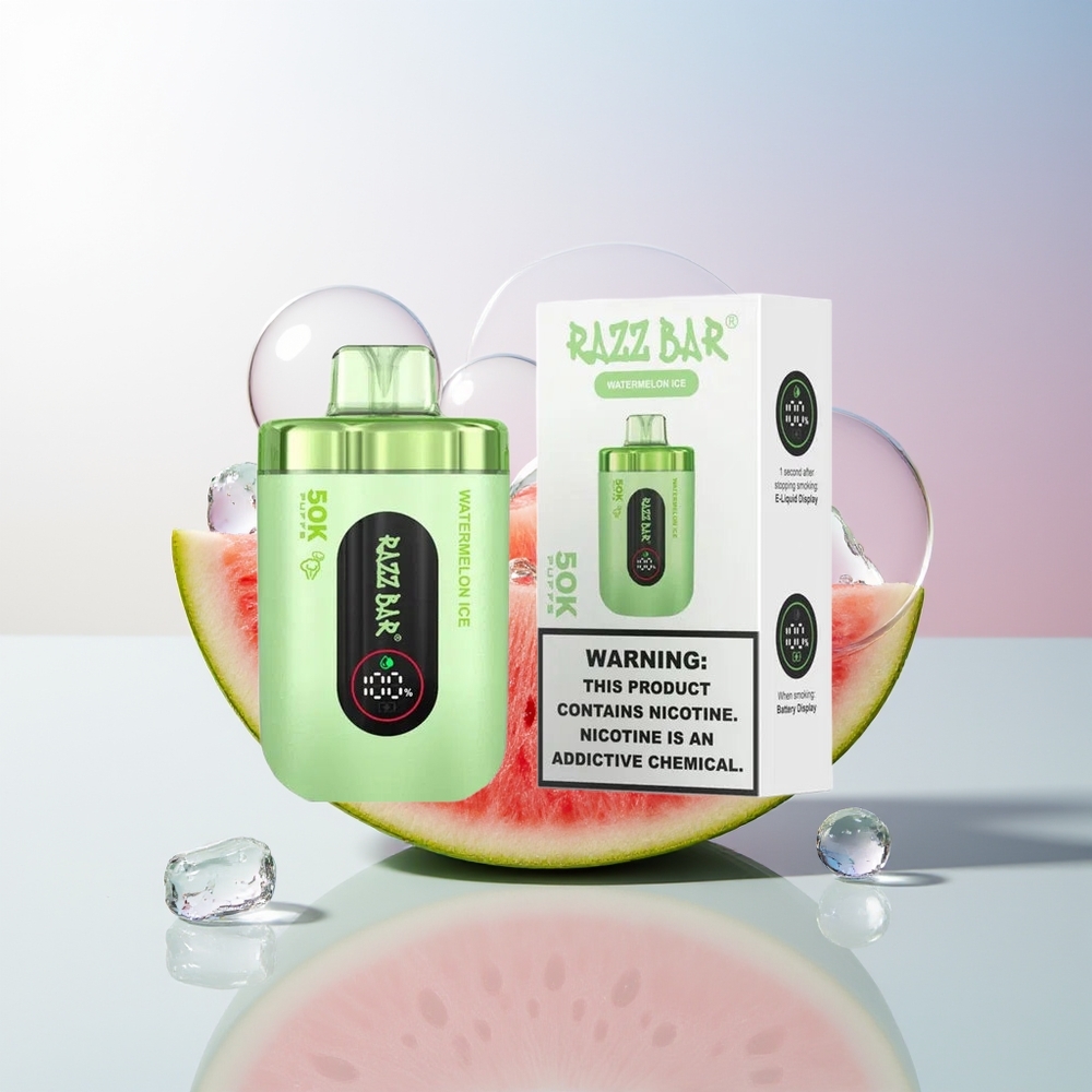 Wholesale Croatia Razz Bar 50K Puffs Jednokratna Vape Lubenica Led 10 Ohm Mesh Coil 650mAh Type-C 2 Nicotine