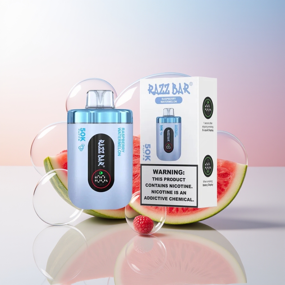 Wholesale Croatia Razz Bar 50K Puffs Jednokratna Vape Malina Lubenica 10 Ohm Mesh Coil 650mAh Type-C 2 Nicotine
