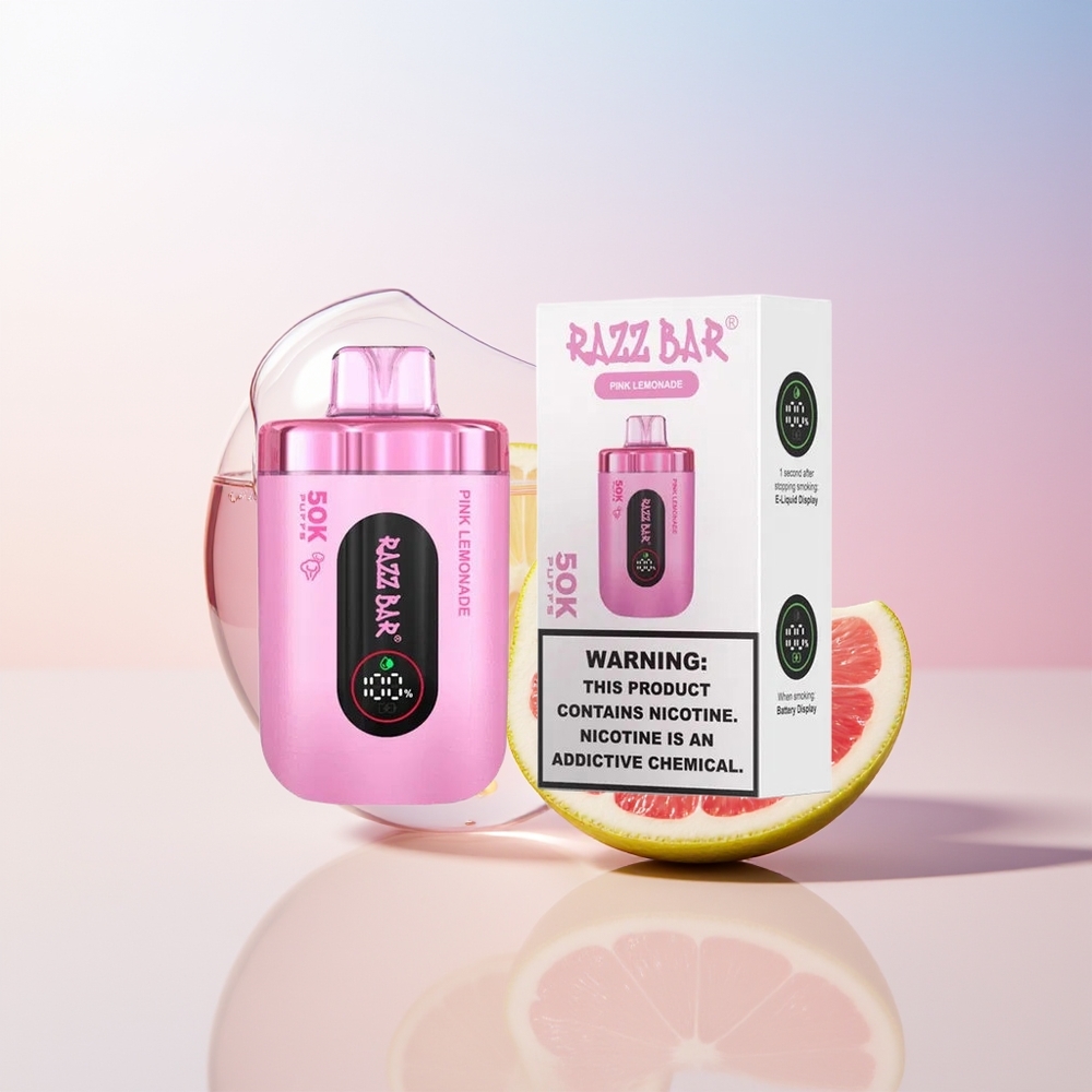 Wholesale Croatia Razz Bar 50K Puffs Jednokratna Vape Ružičasti Limunada 10 Ohm Mesh Coil 650mAh Type-C 2 Nicotine