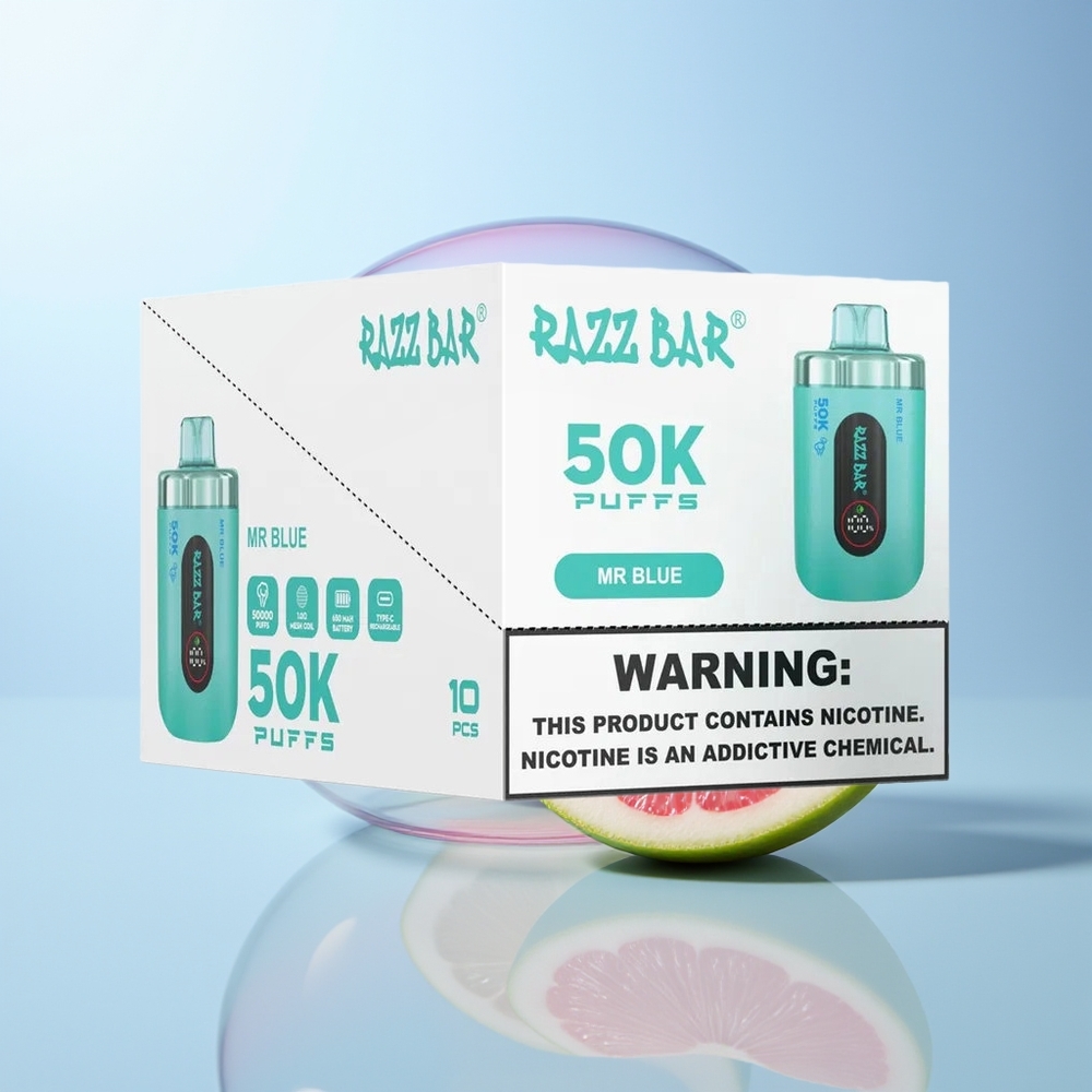 Wholesale Croatia Razz Bar 50K Puffs Mr Plavi 10 Ohm Mesh Coil 650mAh Type-C Rechargeable 2 Nicotine
