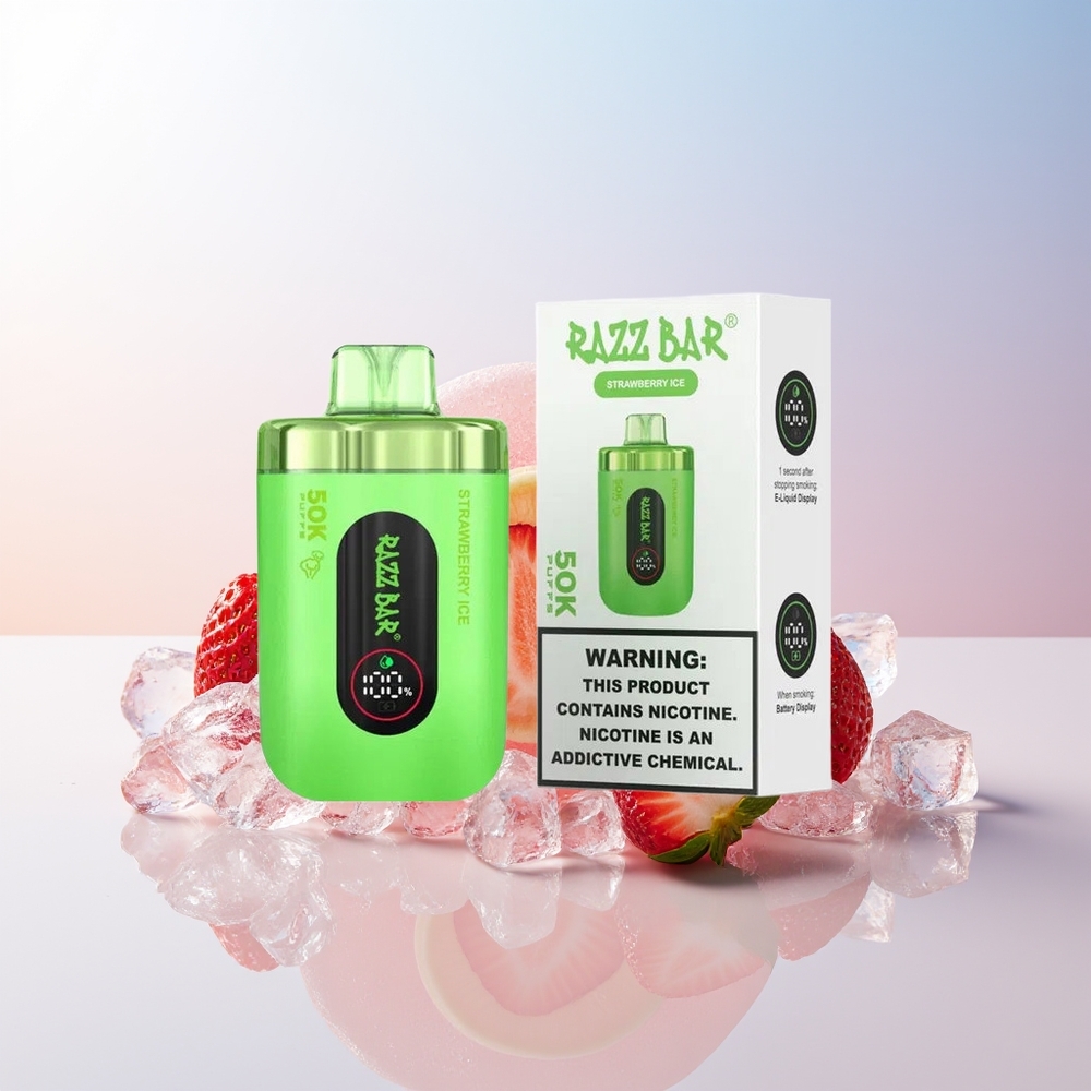 Wholesale Croatia Razz Bar 50K Pusta Jednokratna Vape Jagoda Led 10 Ohm Mesh Coil 650 Mah Battery Type-C Punjenje 2 Nikotina