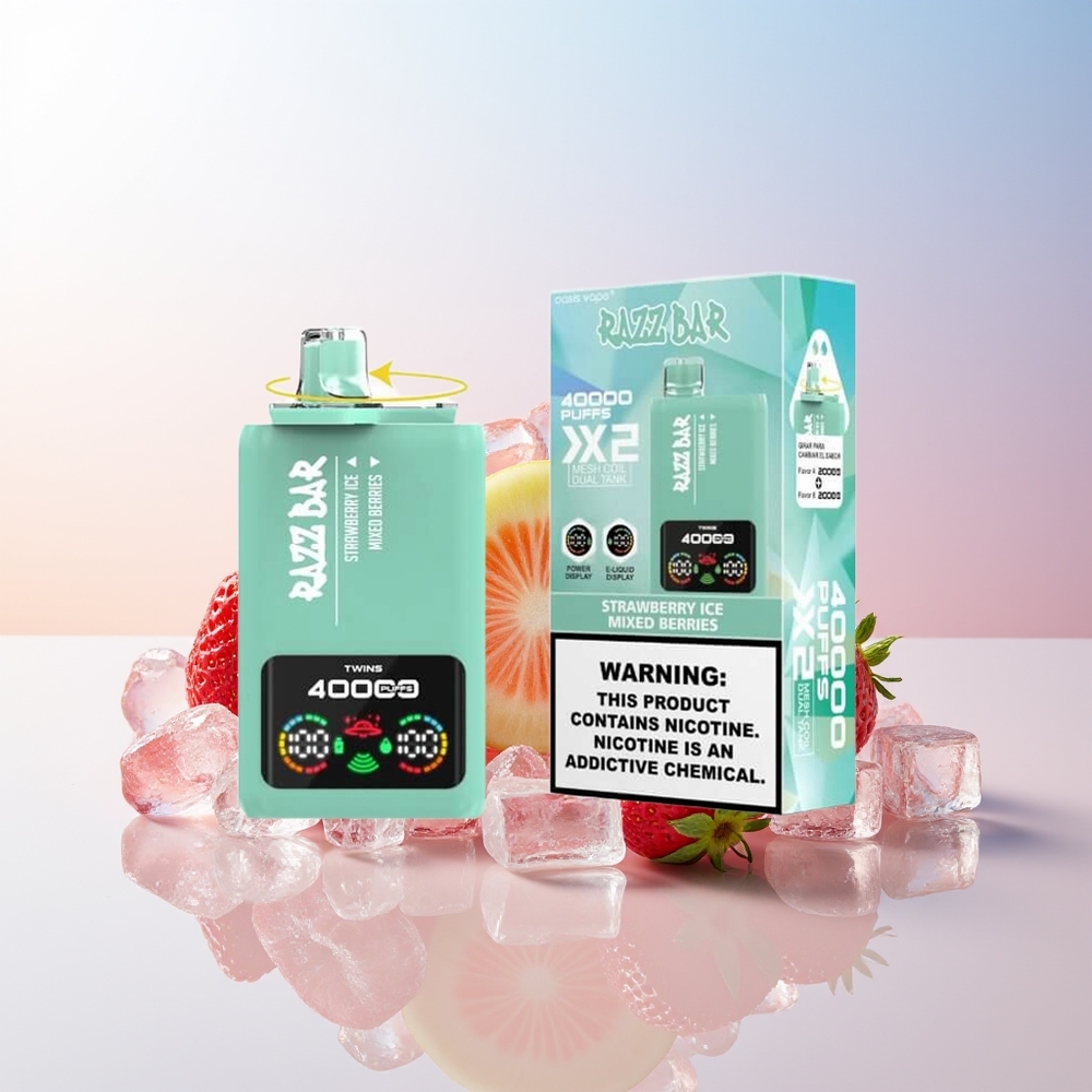 Wholesale Croatia Razz Bar Jednokratna Vape 40000 Puffa Jagoda Led - Mješovito Voće Power Screen Display 10Ohm 2 Mesh Coil 650 Mah Battery Type-C Port 2 5 Nikotina