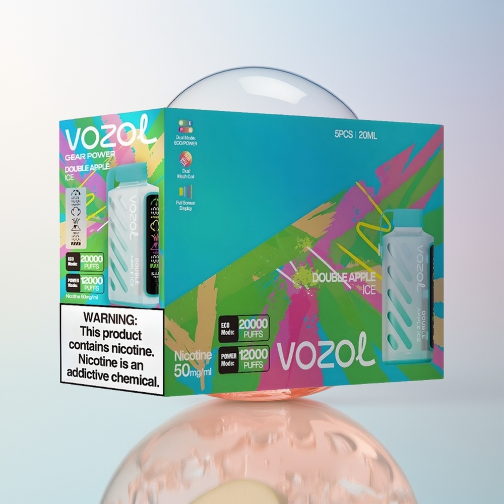 Wholesale Croatia VOZOL Gear Power 20000 Puffs Dvostruka Jabuka Led SiLC Tech Dual Mesh Coil Full Screen Display 20mL 5