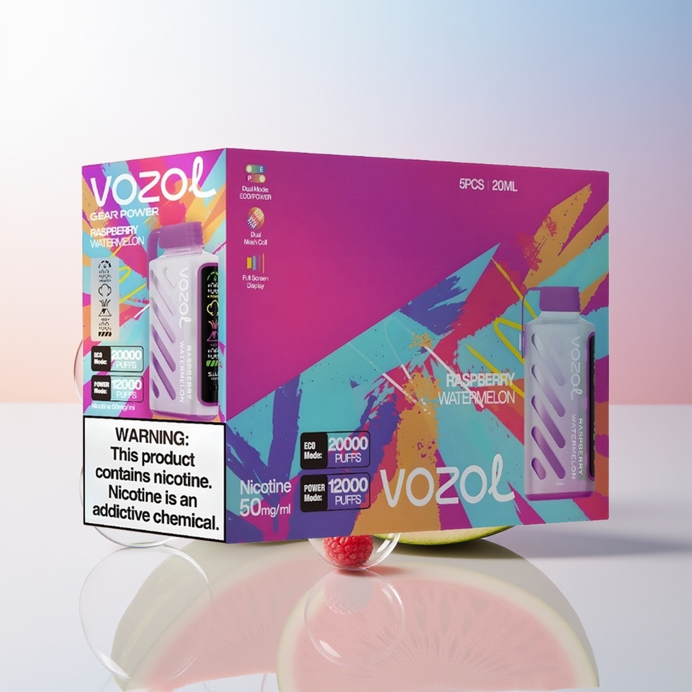 Wholesale Croatia VOZOL Gear Power 20000 Puffs Malina Lubenica SiLC Tech Dual Mesh Coil Full Screen Display 20mL 5