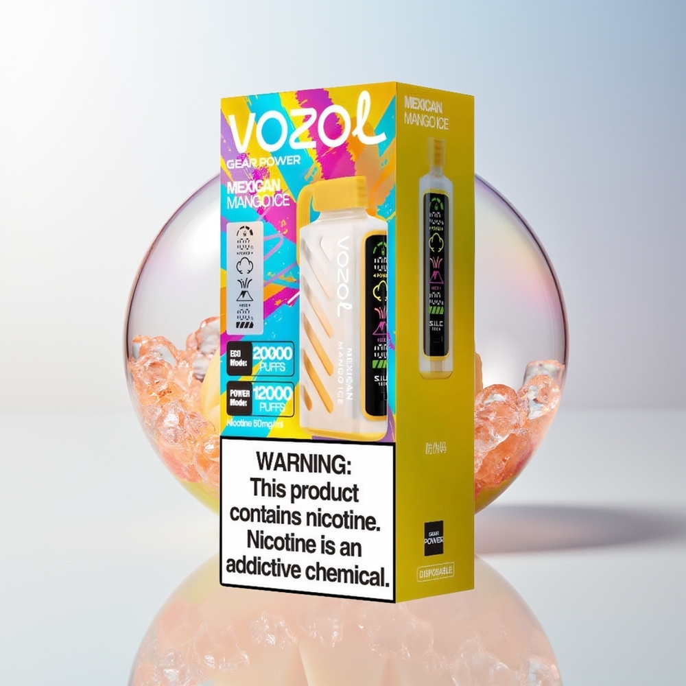 Wholesale Croatia VOZOL Gear Power 20000 Puffs Meksički Mango Led Dual Mesh Coil Full Screen Display 20mL 5