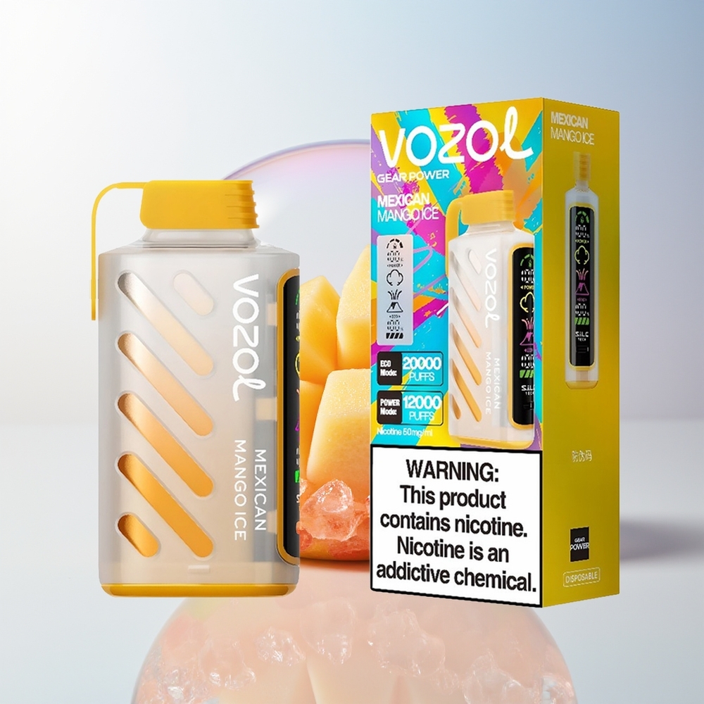 Wholesale Croatia VOZOL Gear Power 20000 Puffs Meksički Mango Led Dual Mesh Coil Full Screen Display 20mL 5