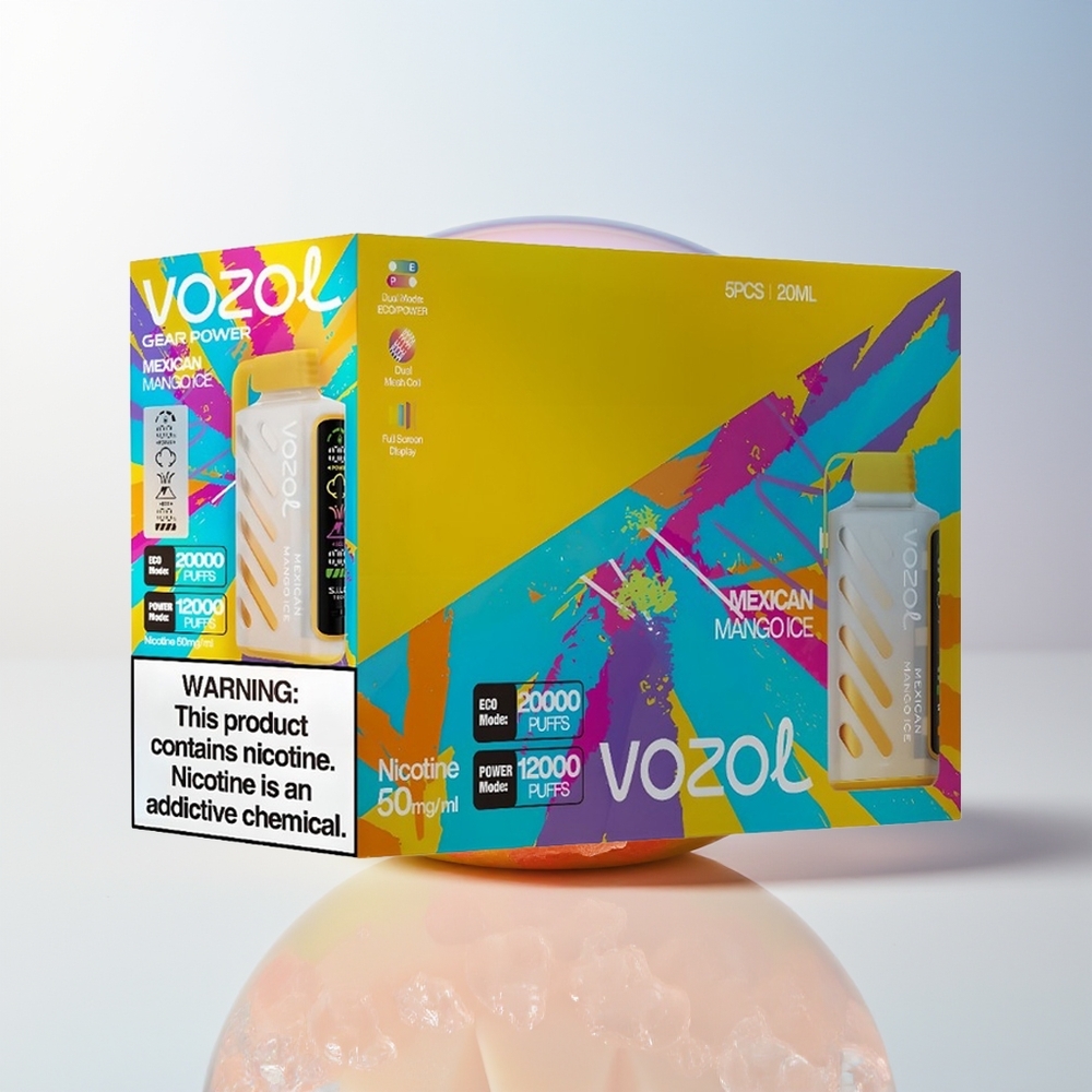 Wholesale Croatia VOZOL Gear Power 20000 Puffs Meksički Mango Led Dual Mesh Coil Full Screen Display 20mL 5
