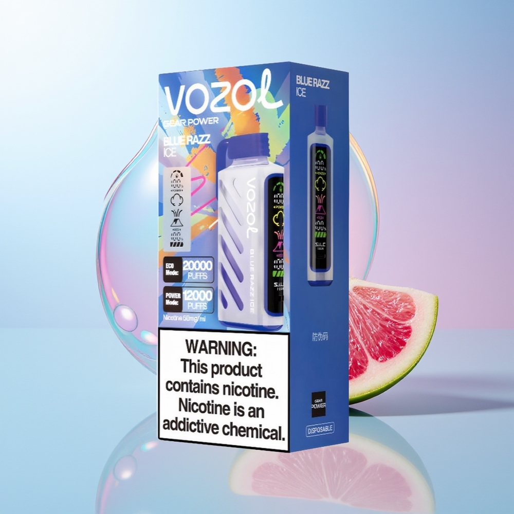 Wholesale Croatia VOZOL Gear Power 20000 Puffs Plavi Malina Led SiLC Tech Dual Mesh Coil Full Screen Display 20mL 5
