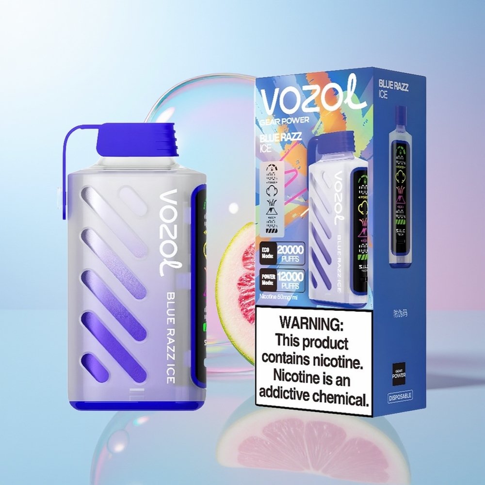Wholesale Croatia VOZOL Gear Power 20000 Puffs Plavi Malina Led SiLC Tech Dual Mesh Coil Full Screen Display 20mL 5