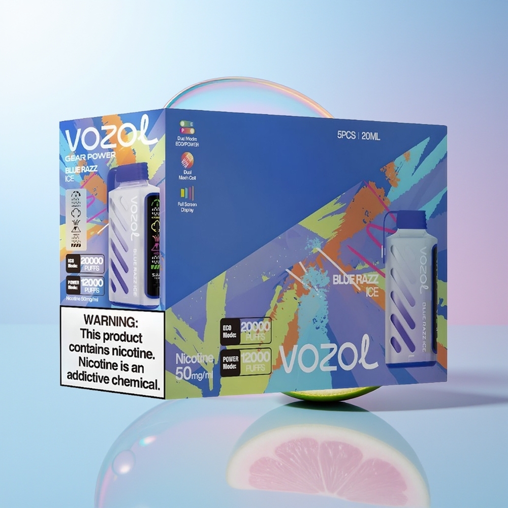 Wholesale Croatia VOZOL Gear Power 20000 Puffs Plavi Malina Led SiLC Tech Dual Mesh Coil Full Screen Display 20mL 5