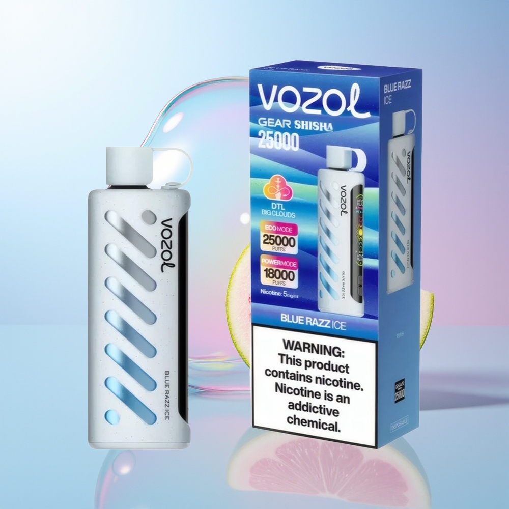 Wholesale Croatia VOZOL Gear Shisha 25000 Puffova Plavi Malina Led SiLC Tech Dual Mesh Dual Modes 5mg/ml