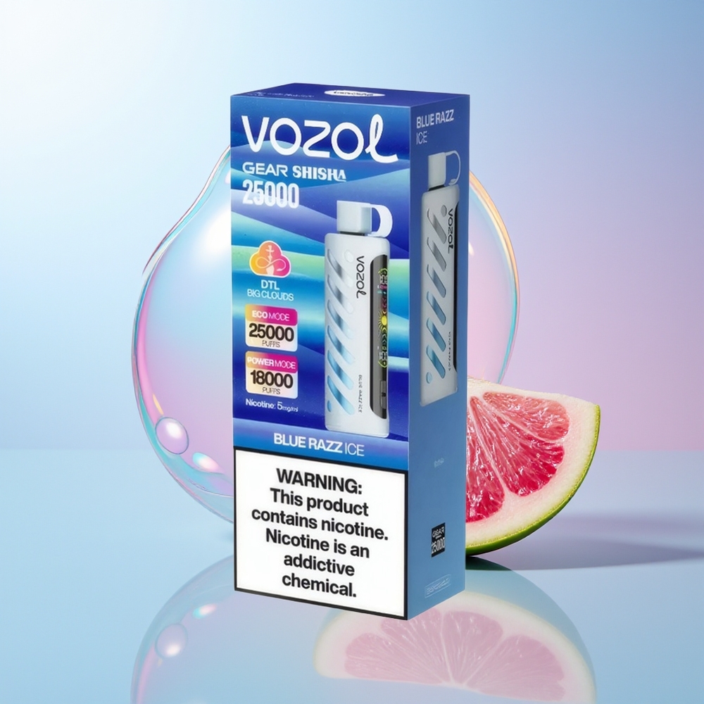 Wholesale Croatia VOZOL Gear Shisha 25000 Puffova Plavi Malina Led SiLC Tech Dual Mesh Dual Modes 5mg/ml
