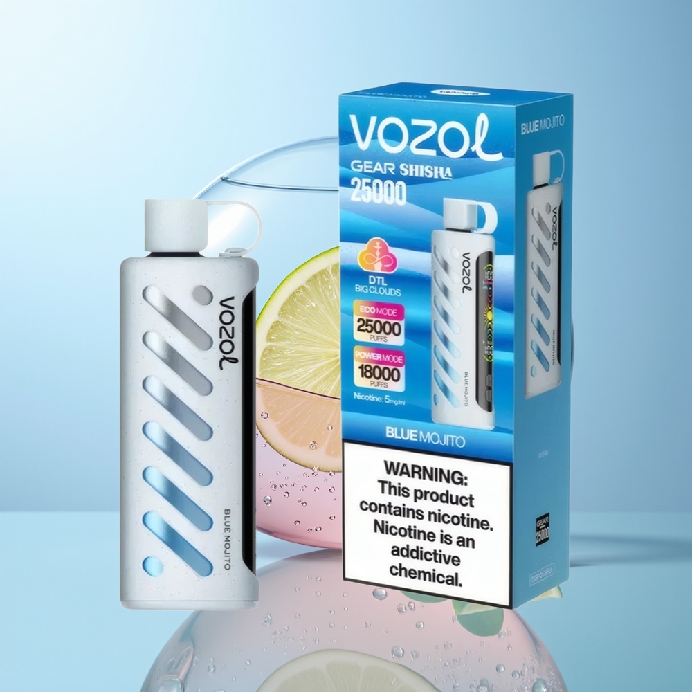 Wholesale Croatia VOZOL Gear Shisha 25000 Puffova Plavi Mojito SiLC Tech Dual Mesh Modovi 1000mAh 5mg/ml