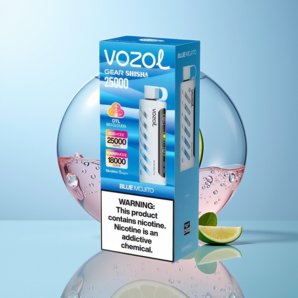 Wholesale Croatia VOZOL Gear Shisha 25000 Puffova Plavi Mojito SiLC Tech Dual Mesh Modovi 1000mAh 5mg/ml