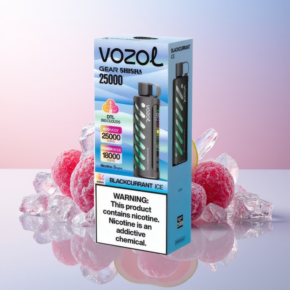 Wholesale Croatia VOZOL Gear Shisha 25000 Puffs Crna Ribizla Led SiLC Tech Dual Mesh Dual Modes 1000mAh 5mg/ml