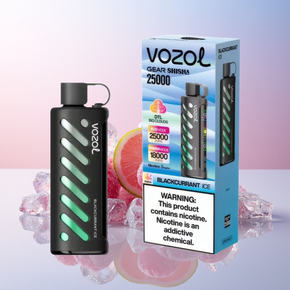 Wholesale Croatia VOZOL Gear Shisha 25000 Puffs Crna Ribizla Led SiLC Tech Dual Mesh Dual Modes 1000mAh 5mg/ml