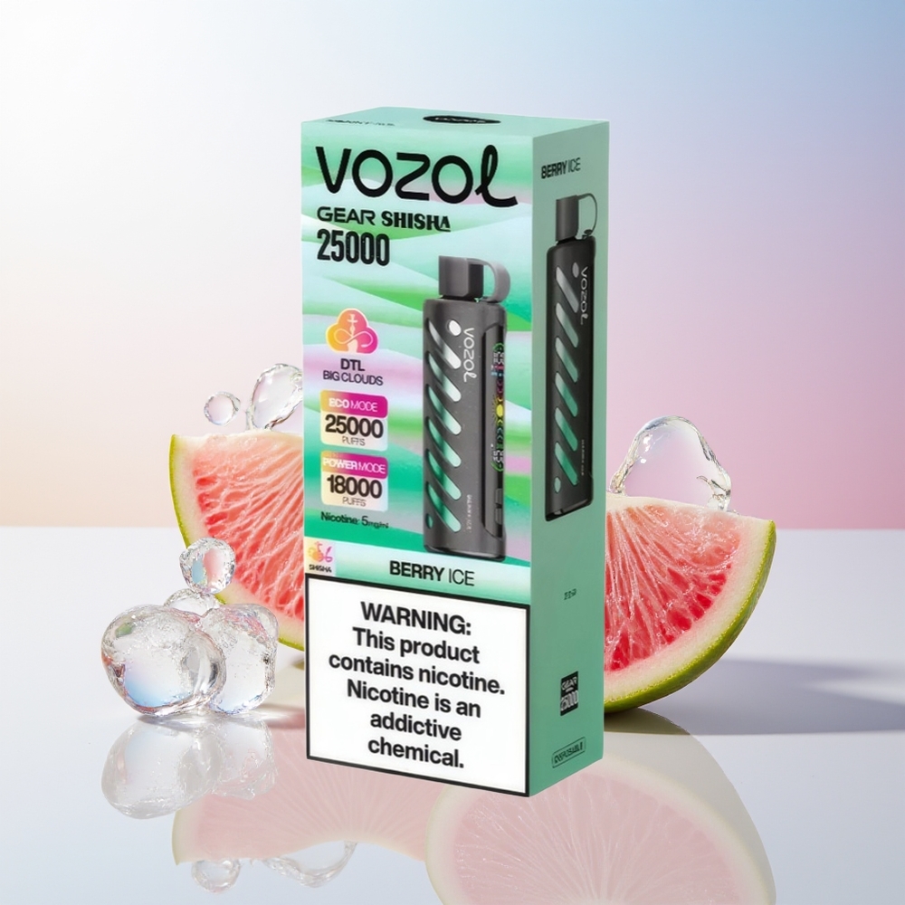 Wholesale Croatia VOZOL Gear Shisha 25000 Puffs Jagoda Led Dual Mesh Dual Modes SiLC Tech 5mg/ml