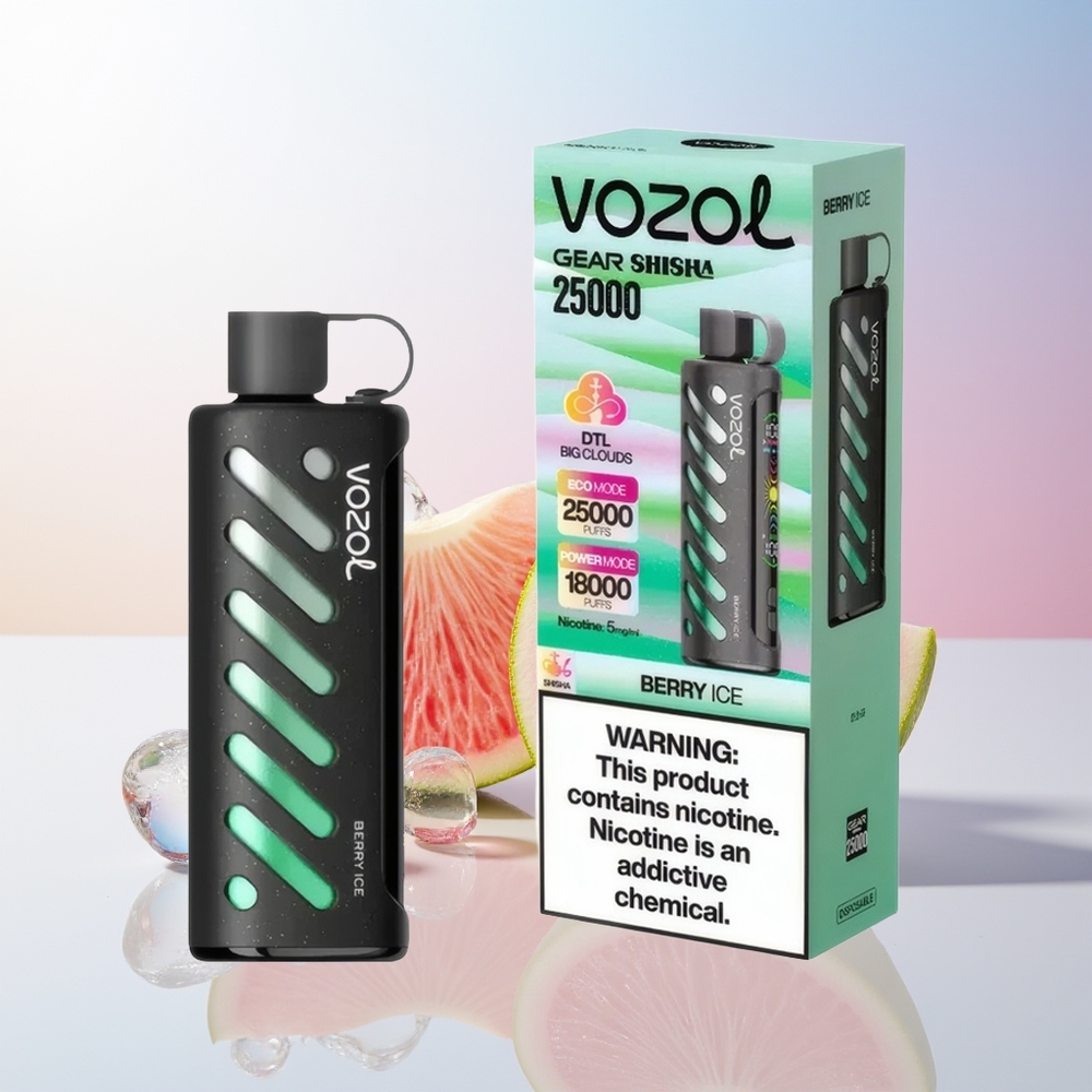 Wholesale Croatia VOZOL Gear Shisha 25000 Puffs Jagoda Led Dual Mesh Dual Modes SiLC Tech 5mg/ml