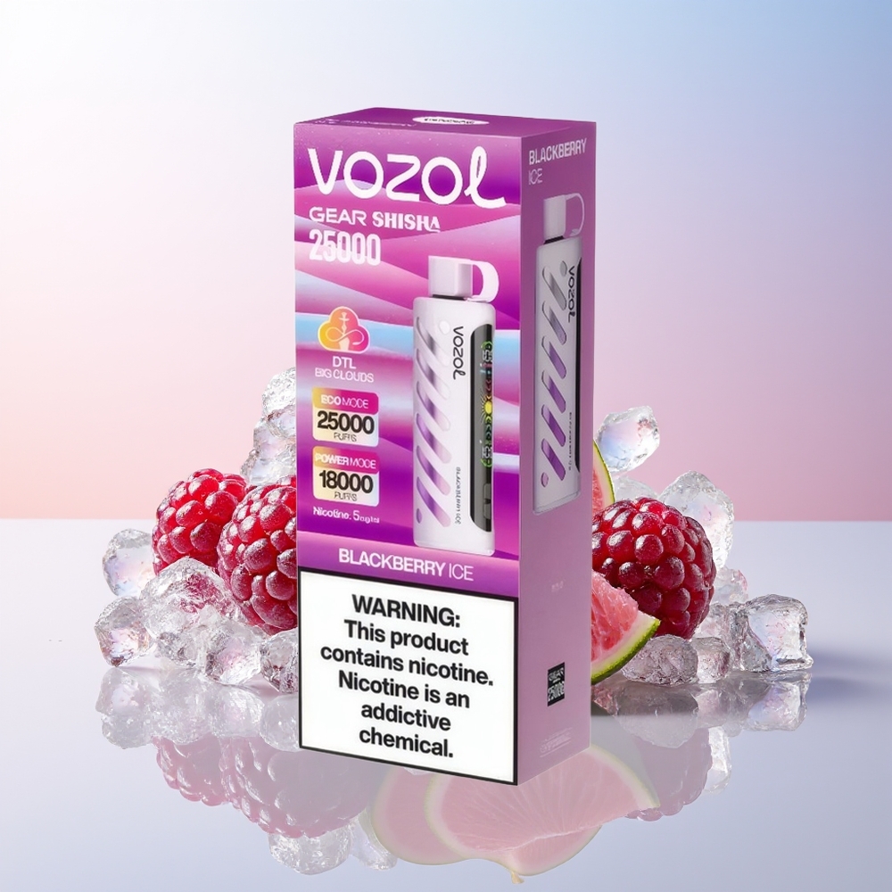 Wholesale Croatia VOZOL Gear Shisha 25000 Puffs Kupina Led SiLC Tech Dual Mesh 5mg/ml 1000mAh