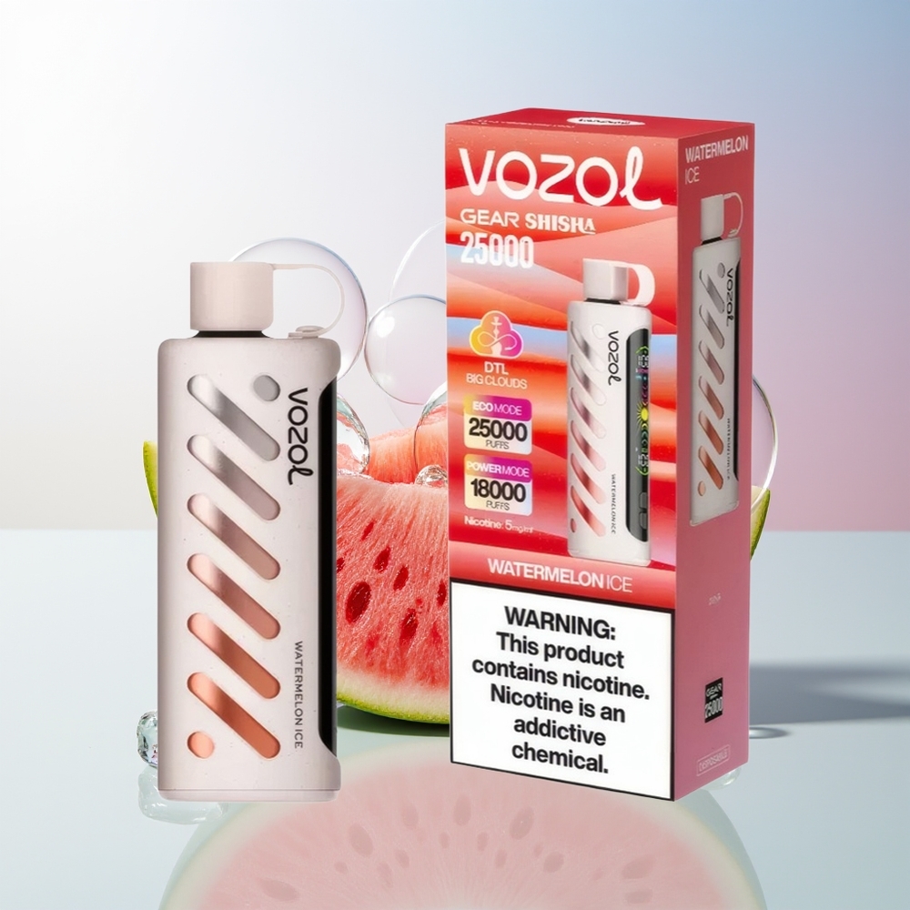 Wholesale Croatia VOZOL Gear Shisha 25000 Puffs Lubenica Led Dual Mesh Dual Modes SiLC Tech 1000mAh 5mg/ml
