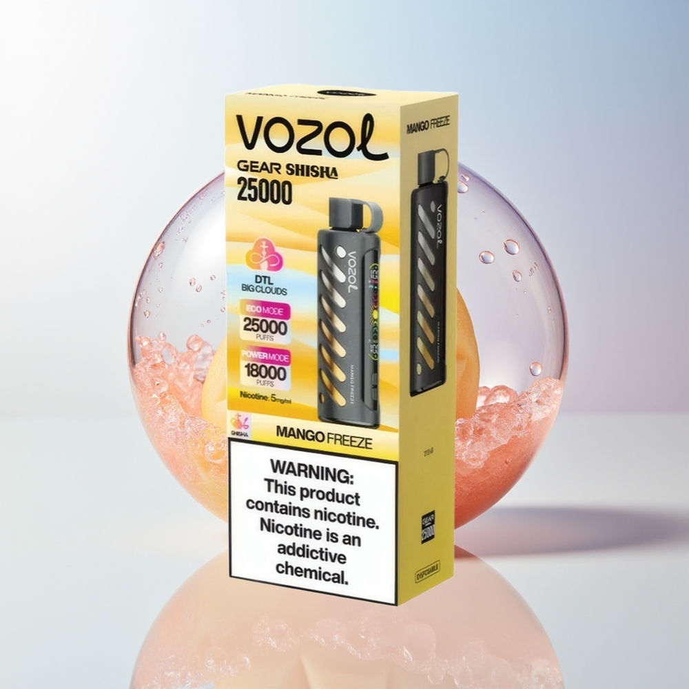 Wholesale Croatia VOZOL Gear Shisha 25000 Puffs Mango Smrznut Dual Mesh Dual Modes SiLC Tech 1000mAh 5mg/ml