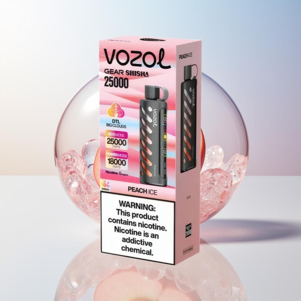 Wholesale Croatia VOZOL Gear Shisha 25000 Pufova Breskva Led SiLC Tech Dual Mesh Dual Modes 5mg/ml 1000mAh 30 Ukusa