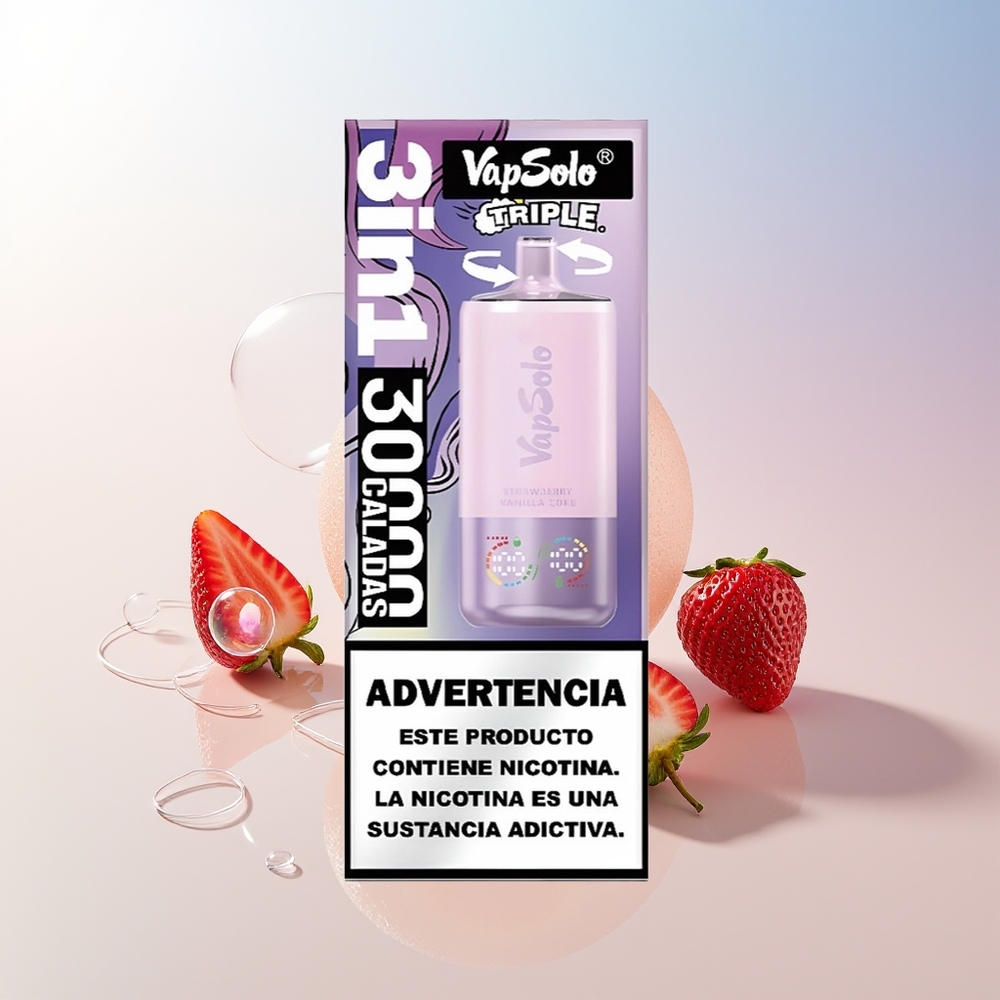 Wholesale Croatia VapSolo Triple 30000 Puffs Jagoda Vanilija Kola 40ml Type-C 3 Rezervoar