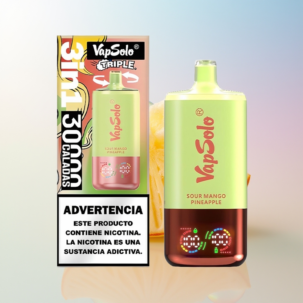 Wholesale Croatia VapSolo Triple 30000 Puffs Jednokratna Vape Kiselo Mango Ananas Type-C 3 Spremnika 40ml 20mg/50mg
