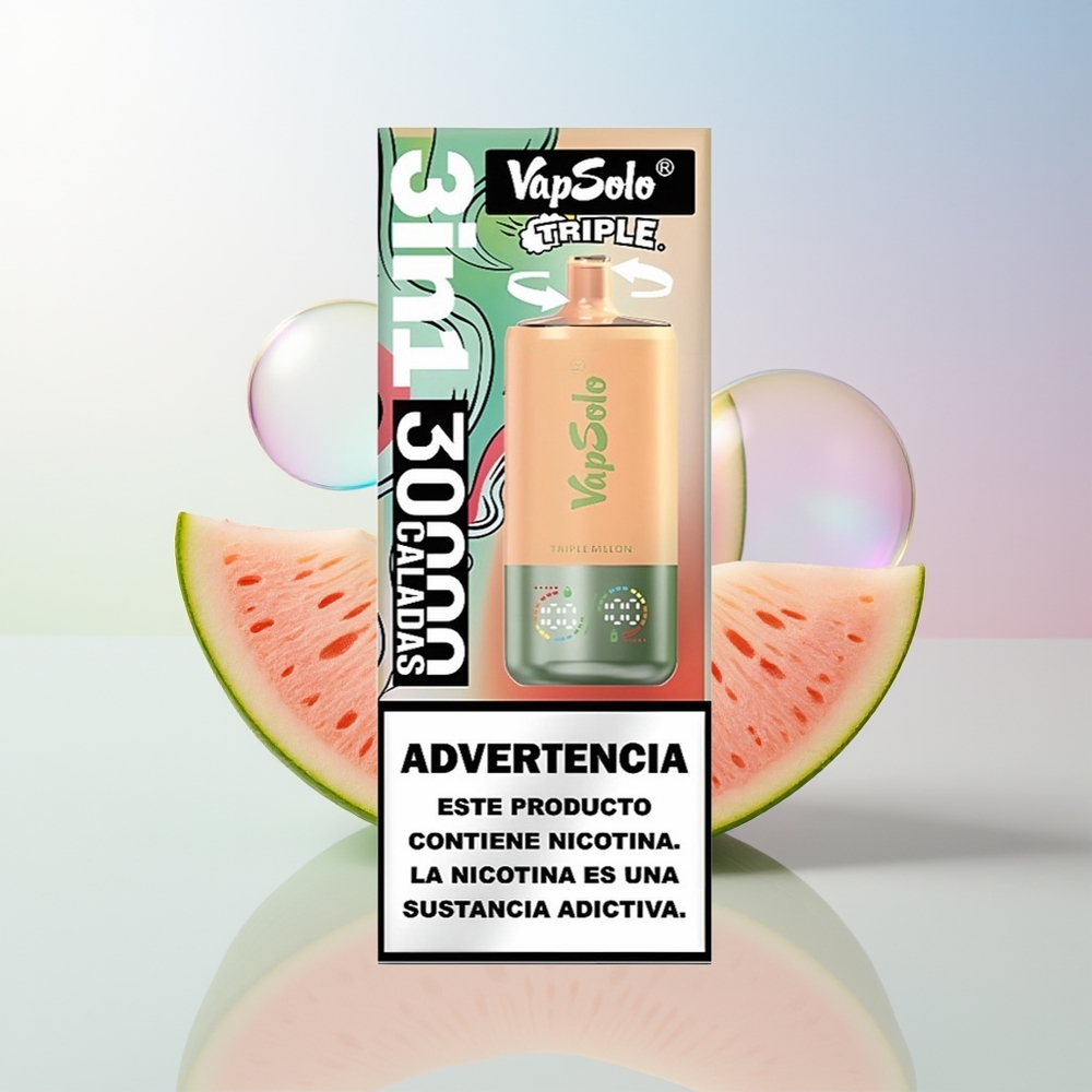 Wholesale Croatia VapSolo Triple 30000 Puffs Trostruka Dinja 40ml 20mg/50mg Type-C 3 Oil Tank
