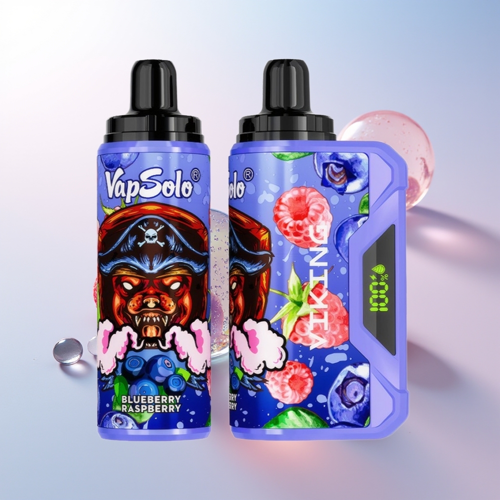 Wholesale Croatia VapSolo VIKING 12000 Puffs Jednokratna Vape Borovnica Malina 22ml 20mg/50mg Type-C LED Display