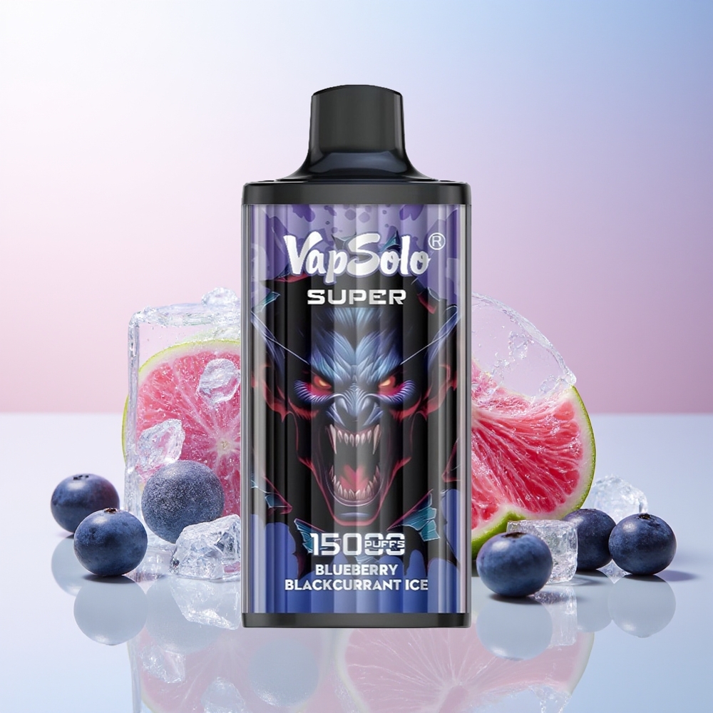 Wholesale Croatia Vapsolo Super 15000 Puffs Borovnica Crni Ribizl Led 40ml 850mAh Mesh Coil Type-C