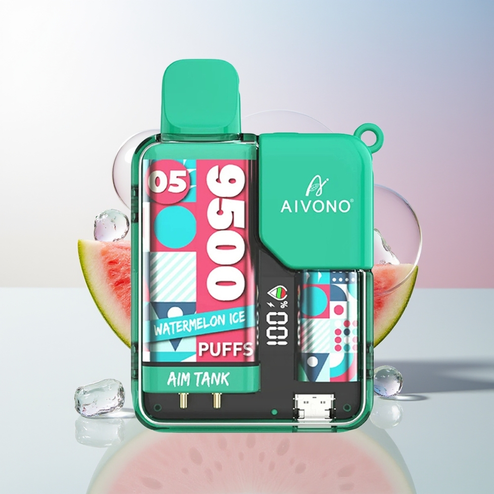Wholesale Croatia Aivono Aim-TANK 9500 Puffs Lubenica Led Dodatna oprema: 18ml Tekućina, 650mAh Baterija, LCD Ekran, 0%, 2%, 3%, 5% Nikotina, 1.2ohm Mesh Zavojnica
