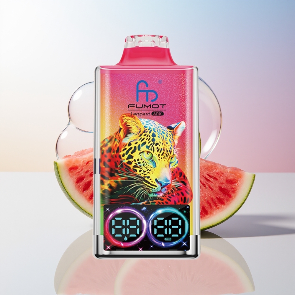 Wholesale Croatia Fumot Leopard 40K Puffs Jednokratna Vape Jagoda Lubenica 0% 5% Nicotine 700mAh Dual Mesh Type-C Digital Tube