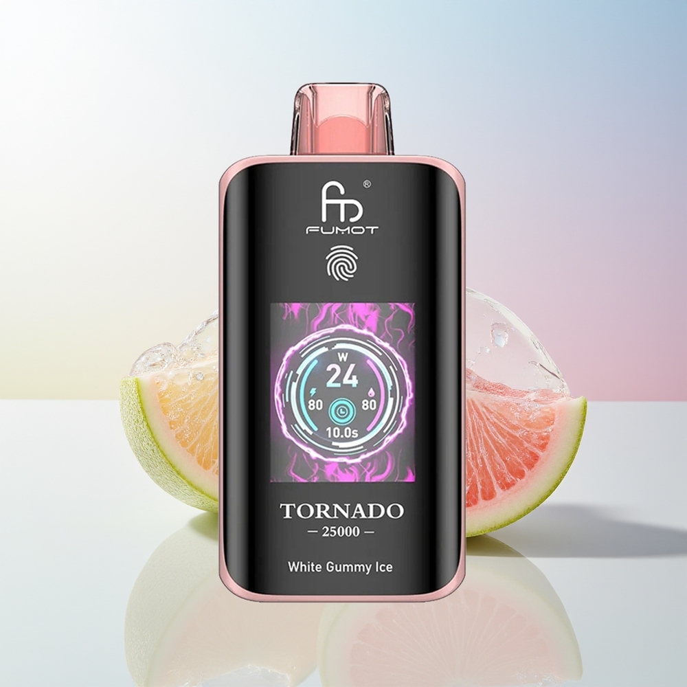 Wholesale Croatia Fumot Tornado 25000 Puffs Bijeli Gumeni Led HD Ekran 700mAh Baterija Type-C Punjenje 20ml Tekućina